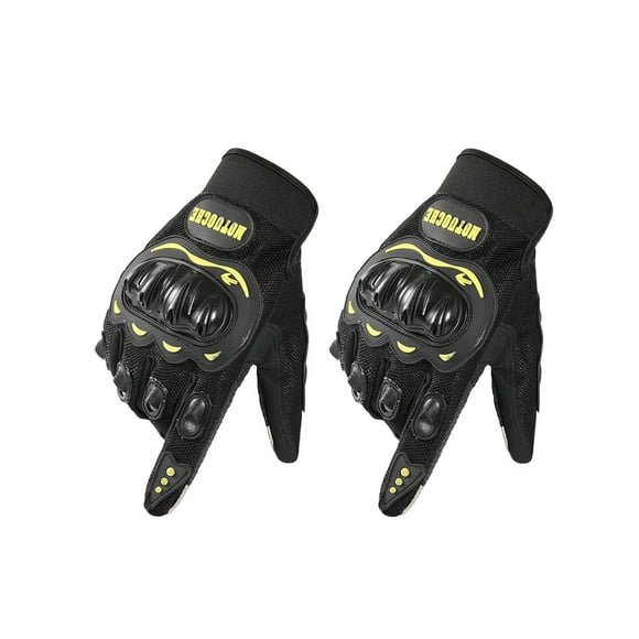 Yellow Yellow Racing Gloves For Motorcycle With Touchscreen Fingers And Anti-Fall Protection For All Weather