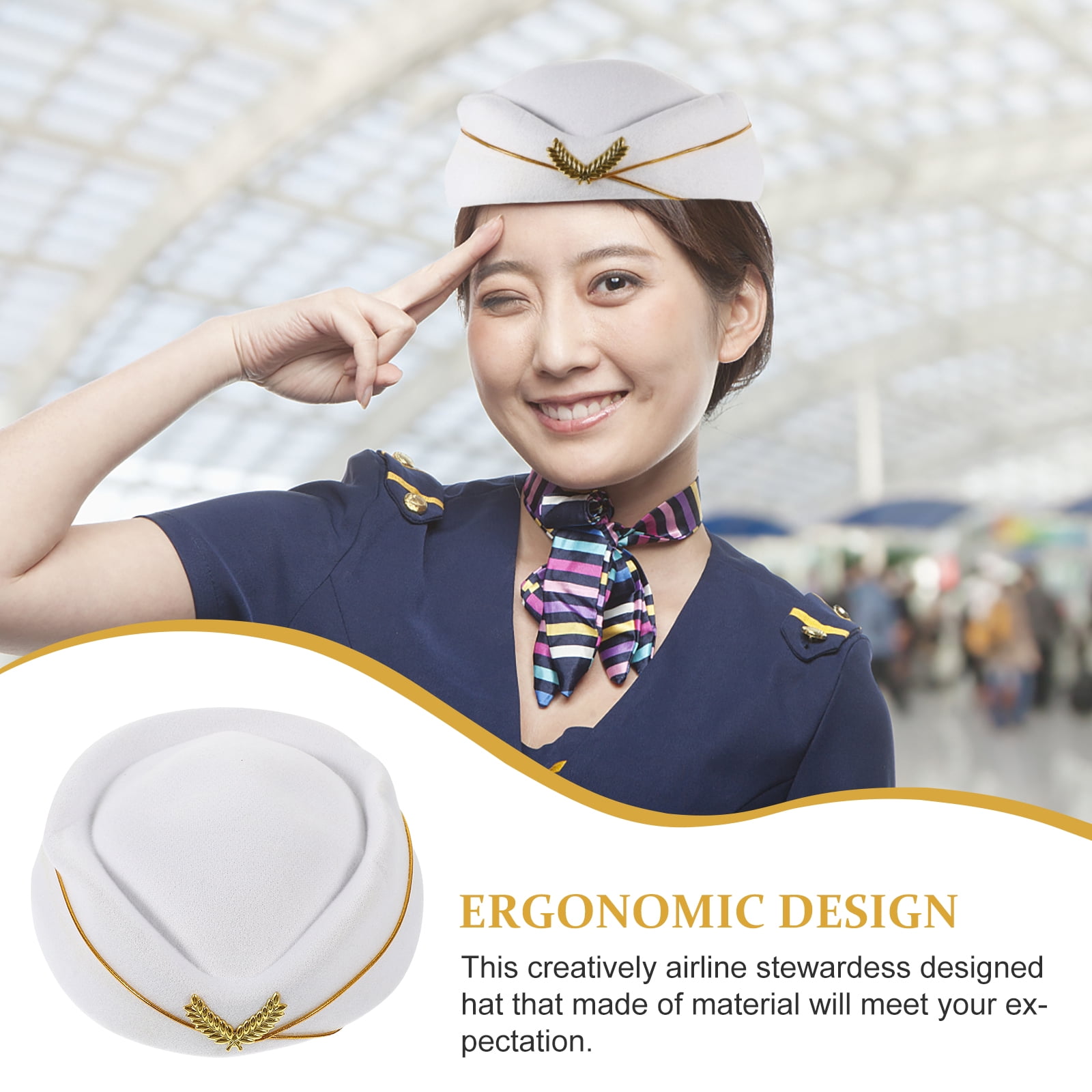 Sombrero De Azafata De Vuelo Para Cosplay Y Actuaciones – Diseño Ergonómico, Talla Única (56-58 Cm), 14 Colores A Elegir