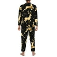 thumbnail image 5 of Bingfone Men'S Pajama Set 2 Piece Loungewear Pjs, Long Sleeve With Pajama Pants-Christmas Gold Deers, 5 of 9