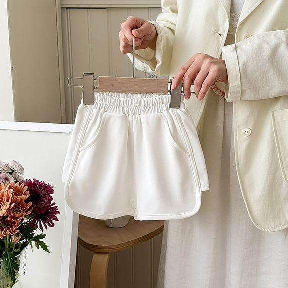 Shorts for Girls Athletic Running White Shorts High Waisted Toddler Summer 6-7 Years