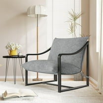 Mid-Century Modern Sling Accent Chair, Comfy Fabric Living Room Chairs with Heavy Duty Metal Frame, Lounge Reading Armchair for Living Room Bedroom, Easy Assembly, Dark Grey