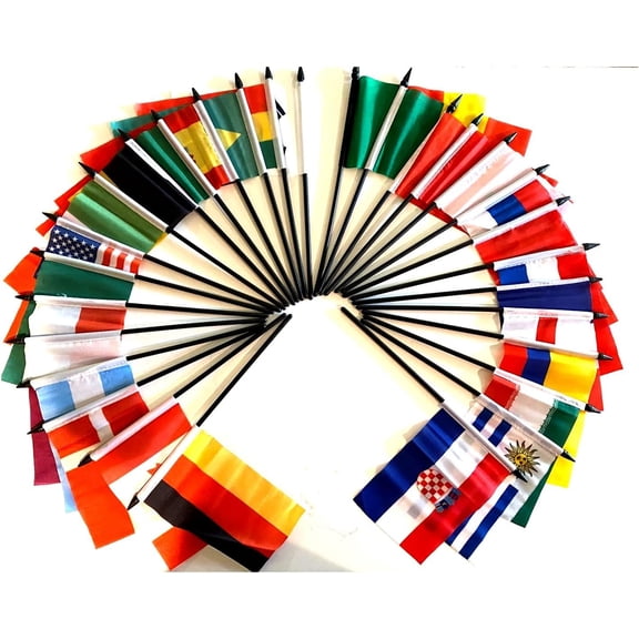 2026 World Cup Soccer Flags – Set of 42 Polyester 4"x6" Mini Flags, One Flag for Each Competing Country Team – Small Desk & Table Stick Flag Set, International Soccer Party Decorations