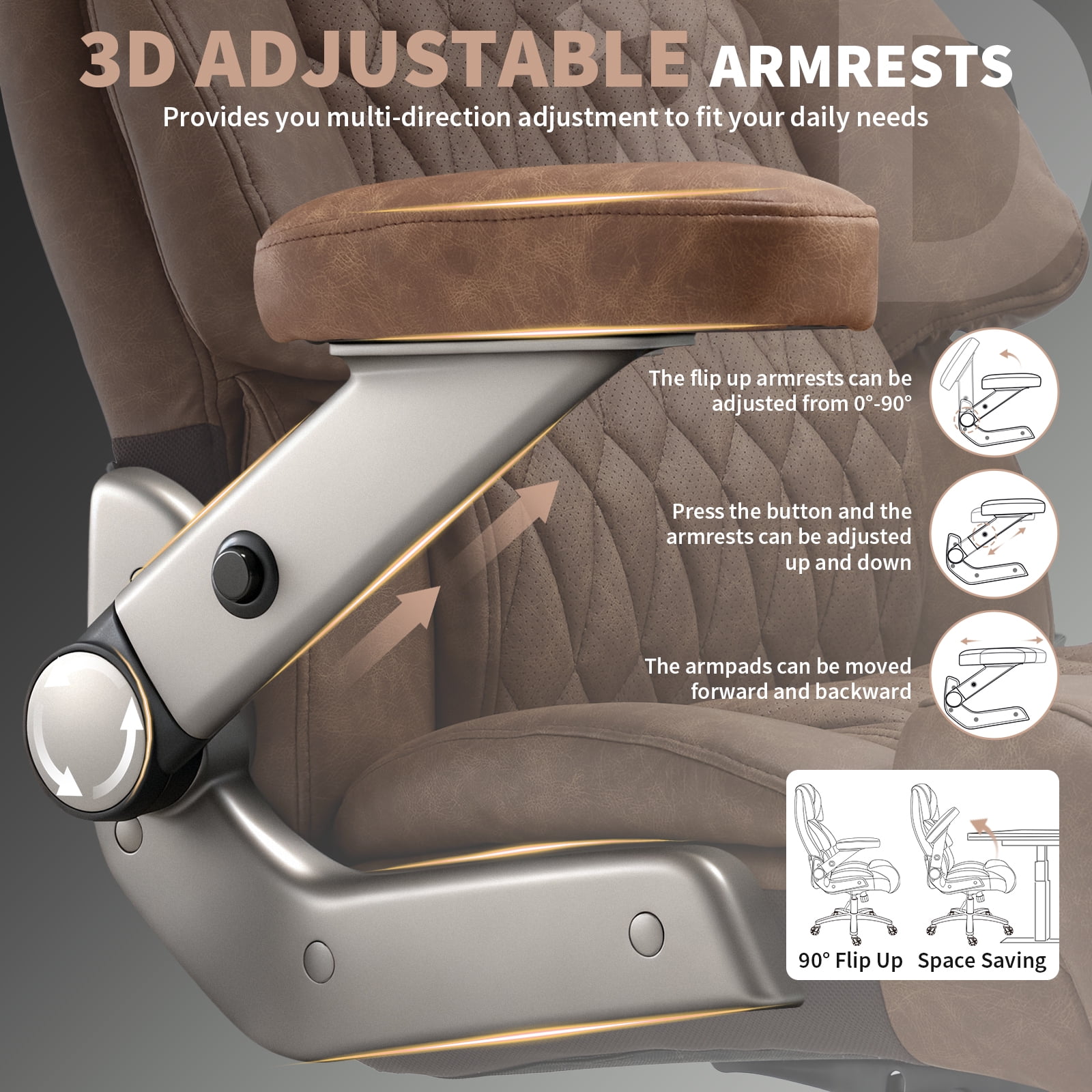 Big and Tall Office Chair 700lbs, High Back Executive Desk Chair with Adjustable 3D Arms&Lumbar Support for Back Pain, Heavy Duty Computer Chair with Strong Mental Base&Dual Rubber Wheels