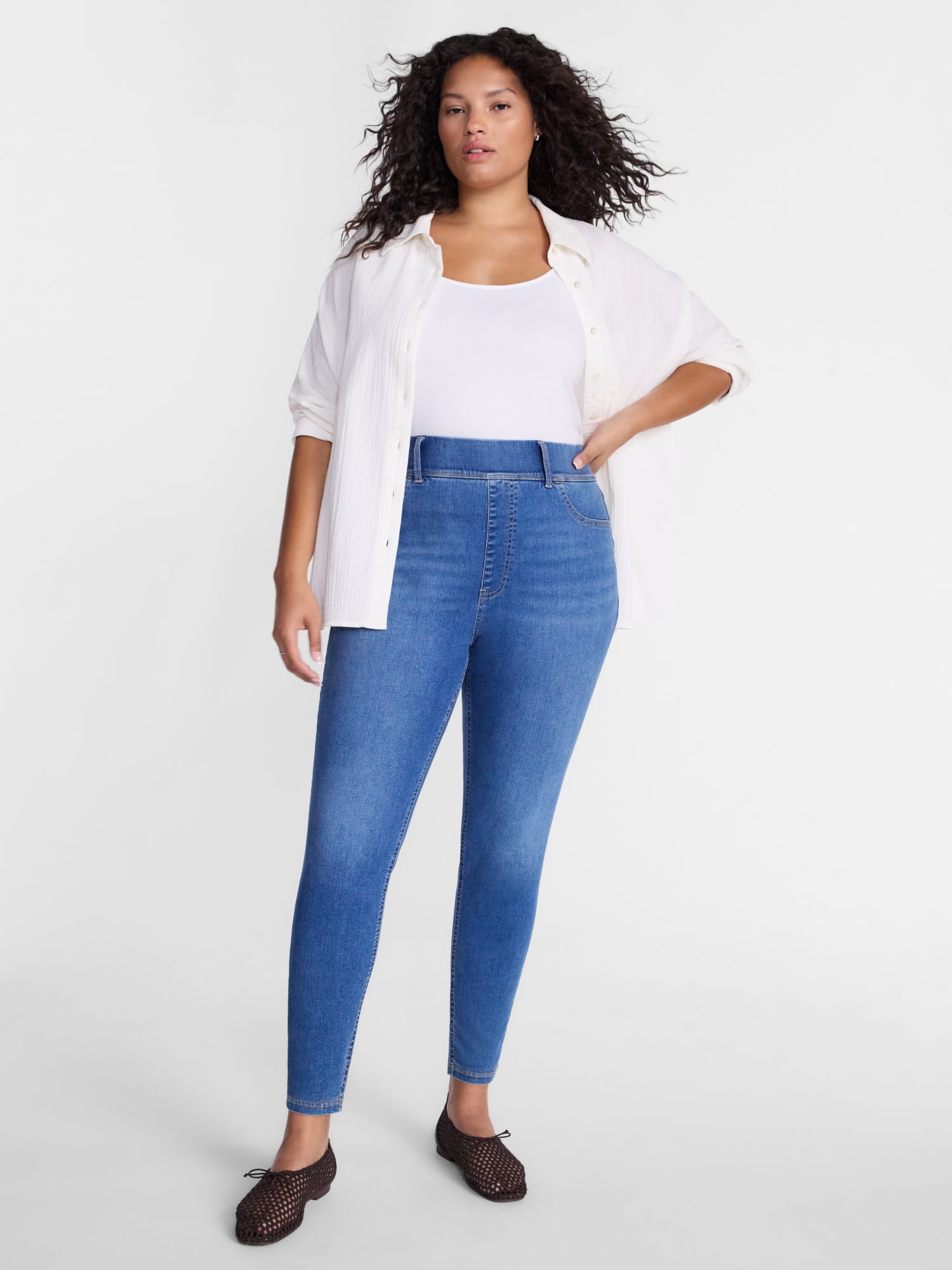 Terra & Sky Women's Plus High Rise Skinny Jeggings, Sizes 0X-4X