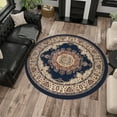 thumbnail image 7 of Sensation Transitional 5' Round Navy and Beige Polypropylene Indoor Area Rug, 7 of 7