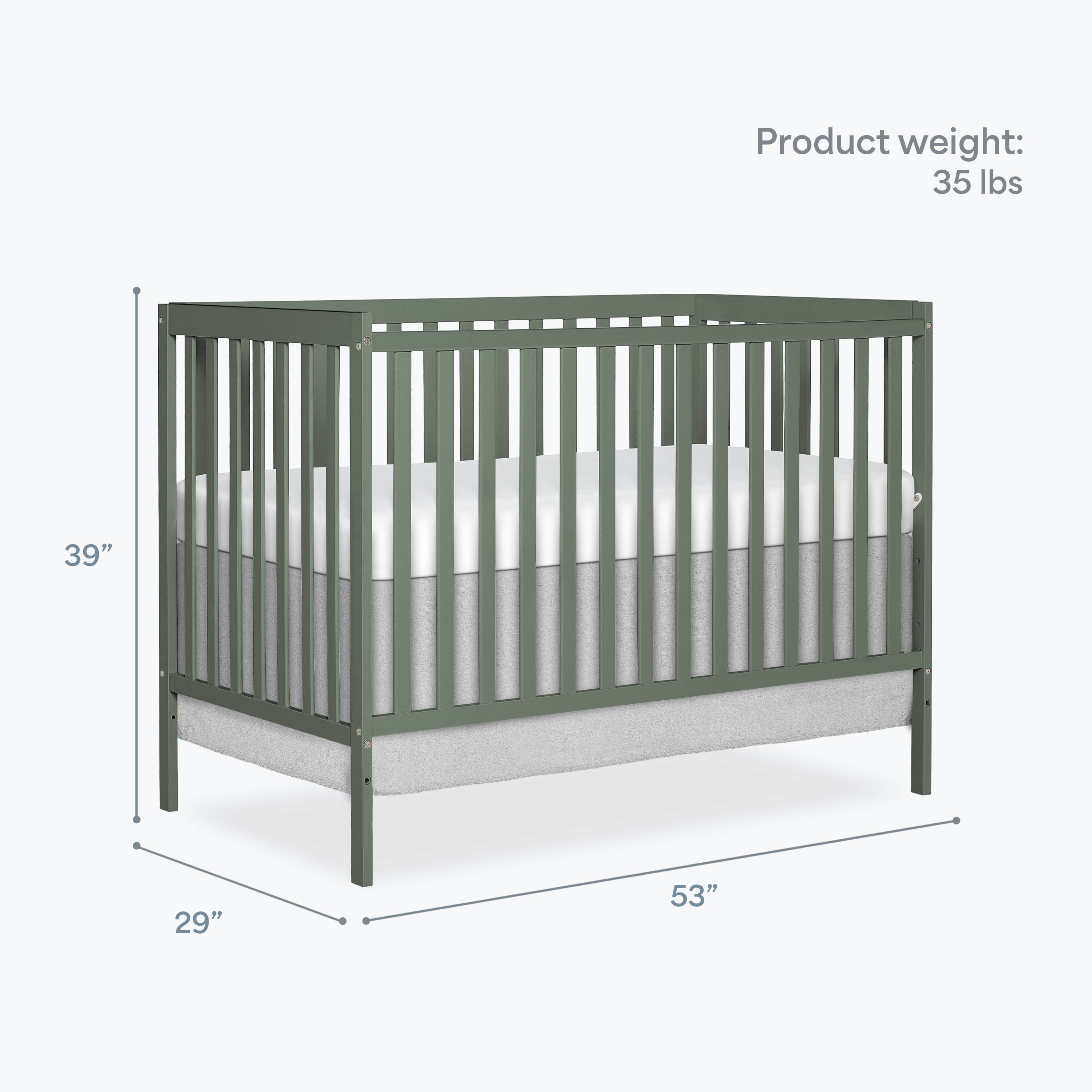 Dream On Me Synergy 5 in 1 Convertible Crib in Meadow Green, Greenguard Gold Certified