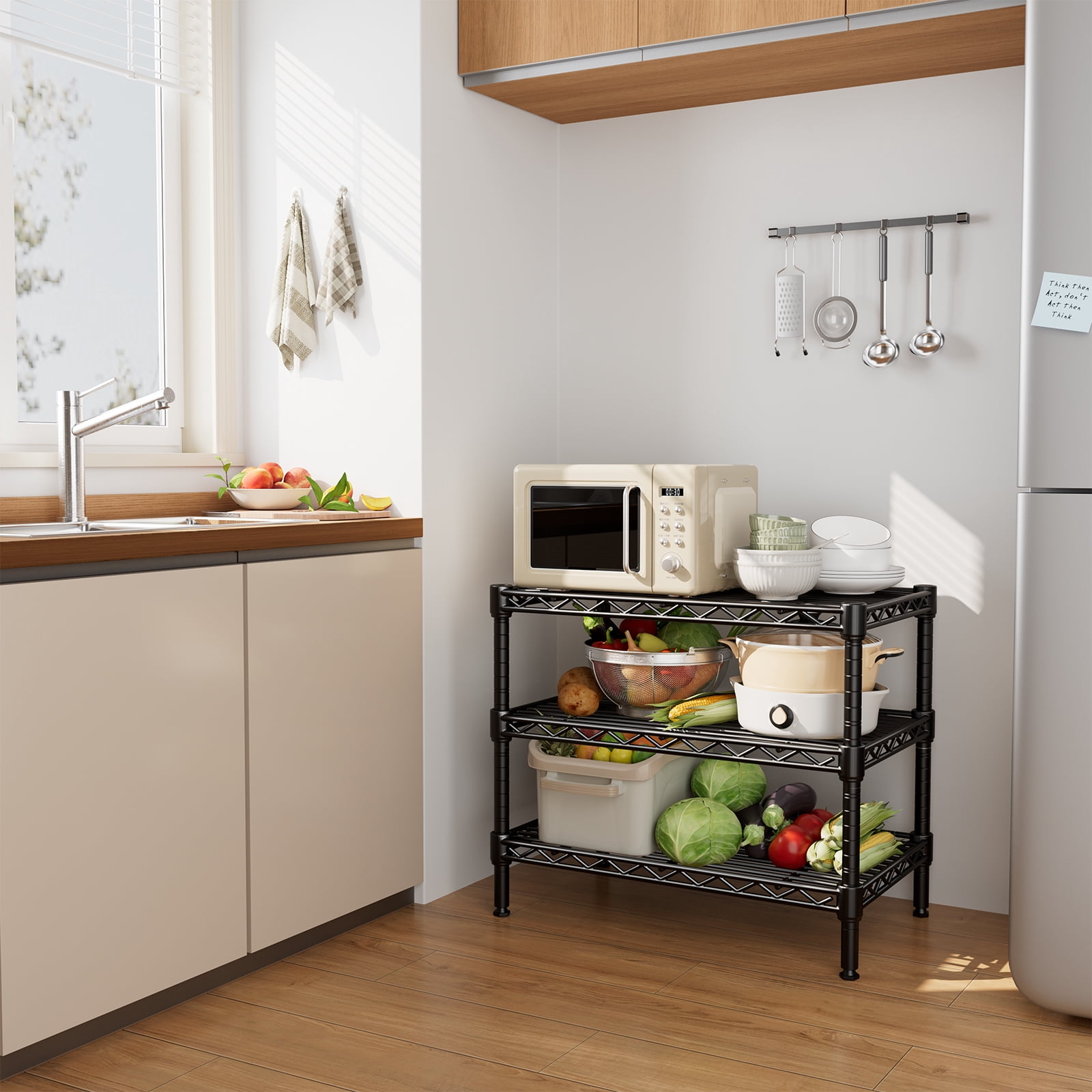 GIANNA 3-Wire Shelving Unit, Metal Storage Shelves, Easy Assembly Home Organizer for Pantry, Kitchen, Garage, Plant, 13.8" D x 23.6" W x 30" H