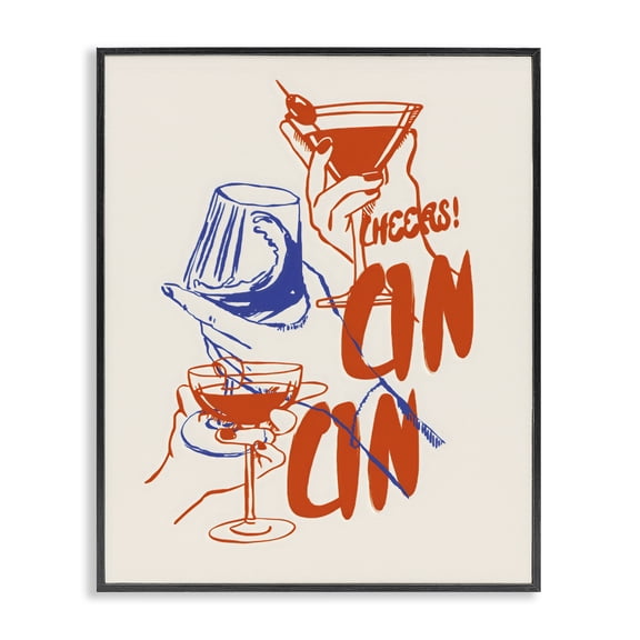 Stupell Industries Modern Retro Cheers Cocktail Toast Black Framed Giclee Art, 11 x 14, by The Prints Vibe