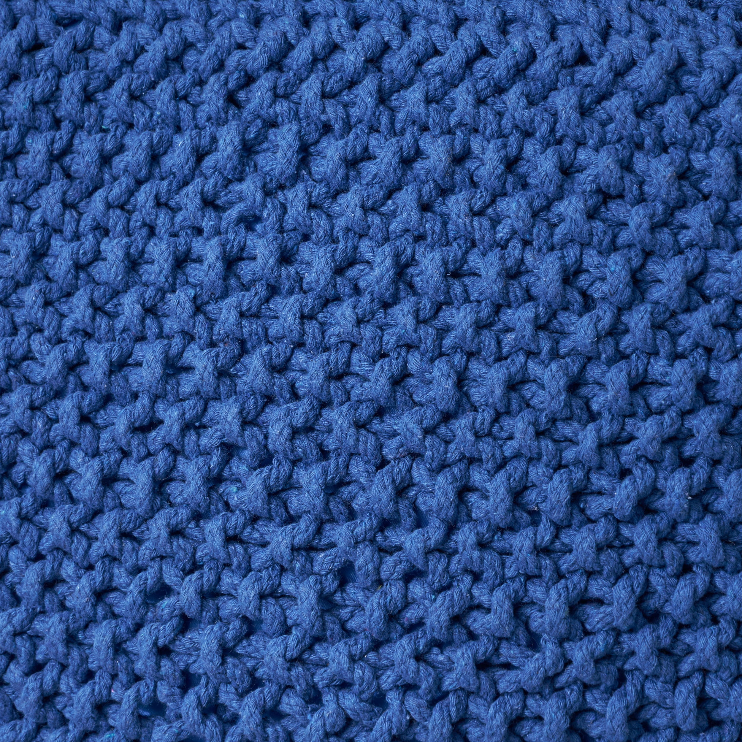 Noble House Ana Knitted Cotton Pouf, Navy