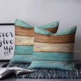 thumbnail image 2 of Pillow Covers 18x18 Set of 2, Farmhouse Aqua Brown Throw Pillow Covers Decorative Couch Cushion Cover, Vintage Wooden Striped Microfiber Soft Square Pillowcases for Bedroom Living Room Sofa, 2 of 7