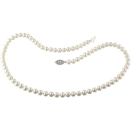 5-6mm White Cultured Freshwater Pearl Sterling Silver Strand Necklace,