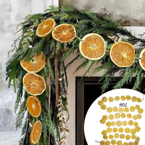 TUWAFE 10 Ft Dried Orange Slice Garland, Natural Autumn Winter Holiday Decor, Rustic Farmhouse Centerpiece for Fireplace Mantle, Indoor Xmas Tree, Porch, and Dining Table