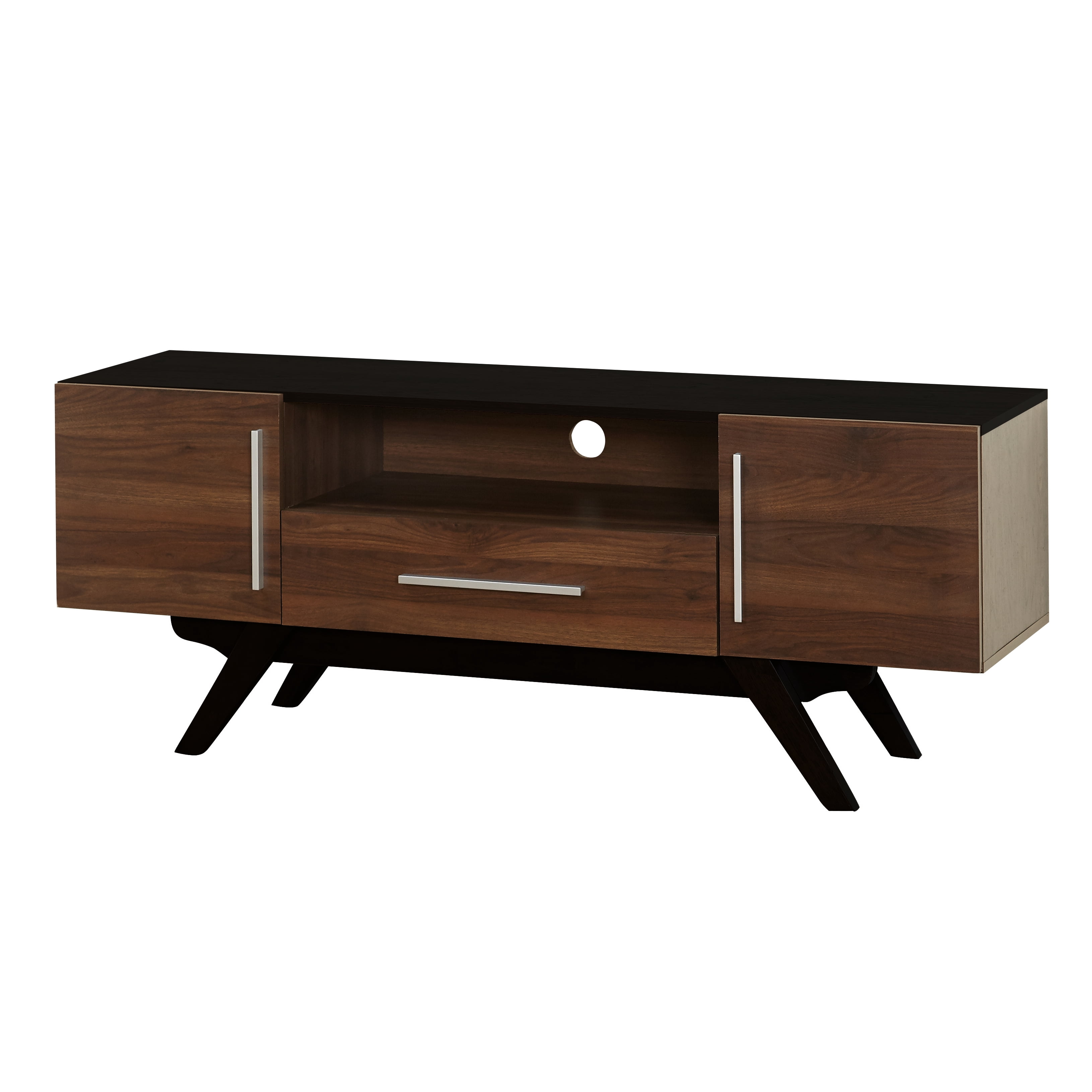 TMS Lambert Mid-Century TV Stand, Up to 64 inch TV's, Walnut and Black