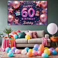 thumbnail image 5 of Colorful Design Happy 60 Birthday Banner Decorative Balloons Celebration Cake Floral Stars for Birthday Party Indoor Decoration Milestone Event, 5 of 7