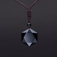 thumbnail image 1 of Collar con colgante de obsidiana con piedra energética de péndulo espiritual natural, serie estrella, estrella hexagonal, mar, seis estrellas Mong, cadena para clavícula, 1 of 5