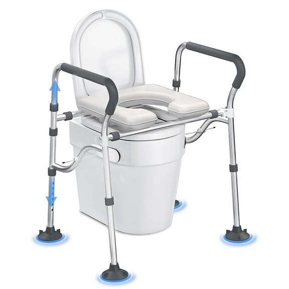 Adjustable Raised Toilet Seat with Handles for Seniors, 400lb Capacity Elevated Toilet Riser for Elderly and Pregnant Women, Fits All Toilets