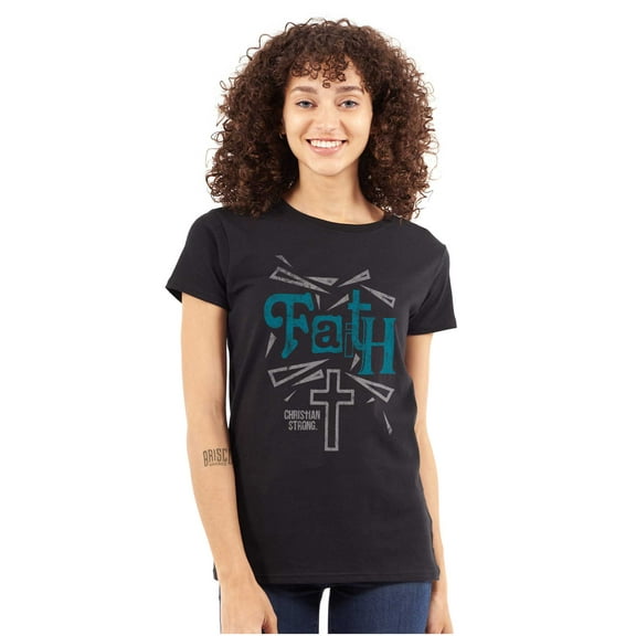Faith Cross Hope Christian Jesus Womens Slim Fit Graphic Tee Brisco Brands M