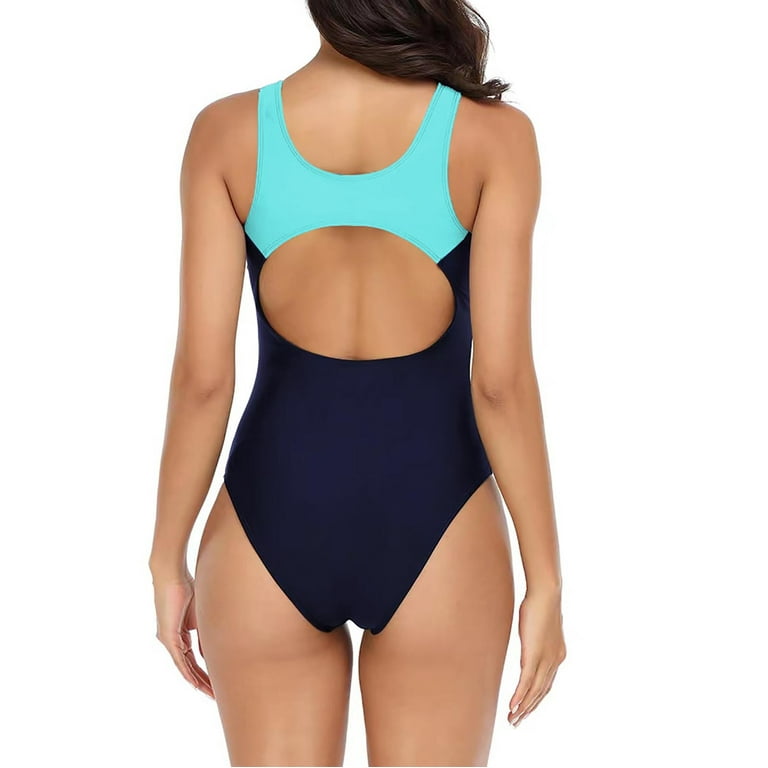 Sales Women's One Piece Bodysuit Colorblock Beachwear Diving Surfing  Swimwear Sets Summer Fashion Cozy Outfits for Girls Strappy Bathing Suit  Female Leisure Green 12 