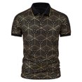 thumbnail image 2 of CEHVOM Fashion Men's Collar Top Stand Collar Print Short Sleeve Button Matching Summer, 2 of 5
