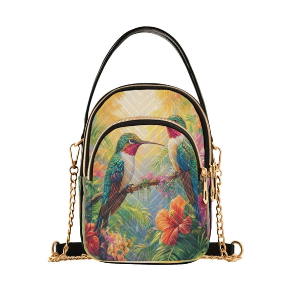 ALAZA Chain Crossbody Bags for Women Hummingbird Lily Flower Shoulder Handbag Phone Purse