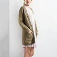 thumbnail image 4 of Baberdicy Cardigan Sweater Women's Fall and Winter Solid Color Medium Long Loose Plus Size Double Pocket Kink Texture Suitable for Daily Travel Lohas Time Cardigan Women's Cardigans Army Green, 4 of 6