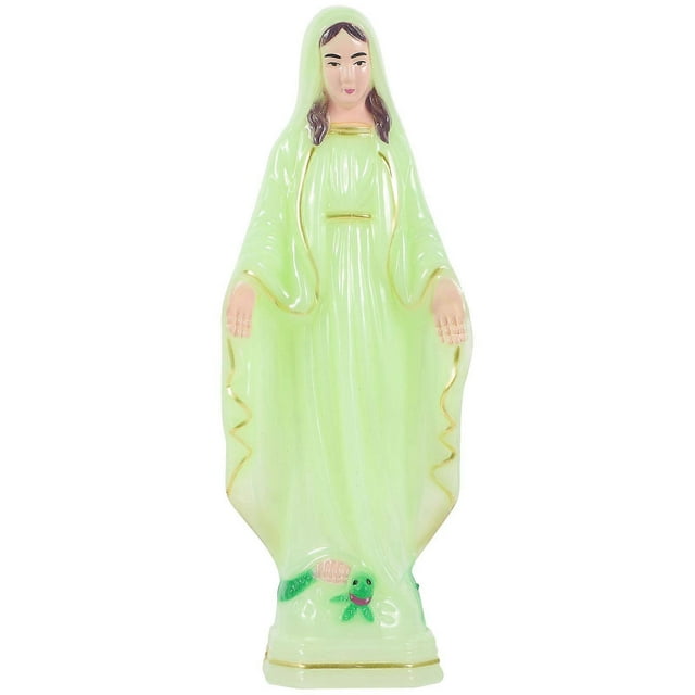 Desktop Plastic Statue Virgin Statue Religious Style Porch Durable Design Light Green 1Pack