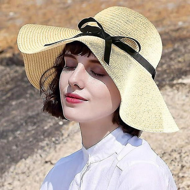 M-56-58cm Sun Hat For Women, Wide Brim Straw Hat Upf 50+