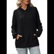 thumbnail image 3 of Sudadera con Capucha de Gran Tamaño para Mujer, Informal, de Larga, de Punto, con Cordón Ajustable, Abertura Lateral y Bolsillo Negro L, 3 of 10