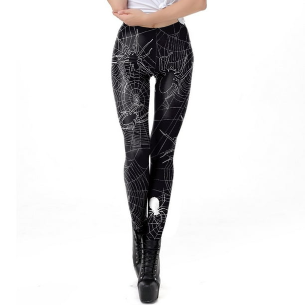 Zhongxinda Halloween New Fashion Print Elastic Skinny Pants Pumpkin Head Truss Feet Leggings Women Happy Casual Printed Yoga Gym Stretchy Sports Trousers Fun Fashion Graphic Printed Cute Patterns Black L