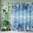 thumbnail image 3 of Shower Curtain, Watercolor Marine Coral Shell Waterproof Shower Curtain Set with Hooks for Bathroom Showers,Stalls and Bathtubs,36x72In Abstract Ocean Wave Conch, 3 of 9