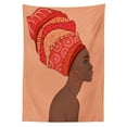 thumbnail image 3 of Ambesonne African Tablecloth Rectangular Table Cover, Young Girl Turban, 52"x70", Chocolate Salmon, 3 of 4