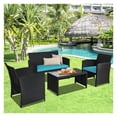 thumbnail image 5 of Rattan Patio Furniture Set 4 Pieces, Outdoor Conversation Set with Cushions & Glass Tabletop for Balcony, Porch, Backyard - Modern Wicker Sofa Set, 5 of 9