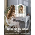 thumbnail image 6 of Luxfurni Hollywood Trifold Vanity Mirror with 10 LED Lights Dimmable Tabletop Makeup Mirror White, 6 of 8