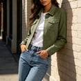 thumbnail image 5 of Gytharion Women's Faux Suede Shirt Jackets Button Front Turn Down Collar Jackets Long Sleeve Solid Color Casual Jackets with Pockets, 5 of 8