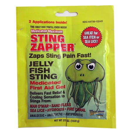 2 Pack Sting Zapper Jellyfish Sea Life First Aid Medicated Gel Wipe Fast