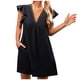 thumbnail image 1 of Mini vestido de manga corta de encaje sólido con cuello en V informal de verano para mujer a la moda Fridja  bnh4027, 1 of 9