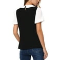 thumbnail image 3 of INSPIRE CHIC Peter Pan Collar Blouse for Women's Contrast Puff Sleeve Top XS Black, 3 of 7