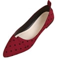 thumbnail image 2 of Miluxas Women's Slip on Flats,Pointy Toe Polka Dots Ballet Flats Dress Shoes Wine 7(39), 2 of 9