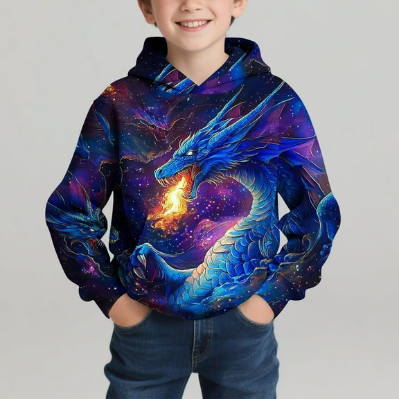 Favoffer Boys Hoodies 3D Printed Hooded Sweatshirts Cool Casual Long Sleeve Pullover Fashion Warm Winter 4-14Y