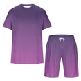 thumbnail image 5 of UVEASISHA 2 Piece Outfits for Men Gradient Print Tshirt Drawstring Sweatpant Big and Tall Summer Outfits Purple XL, 5 of 5