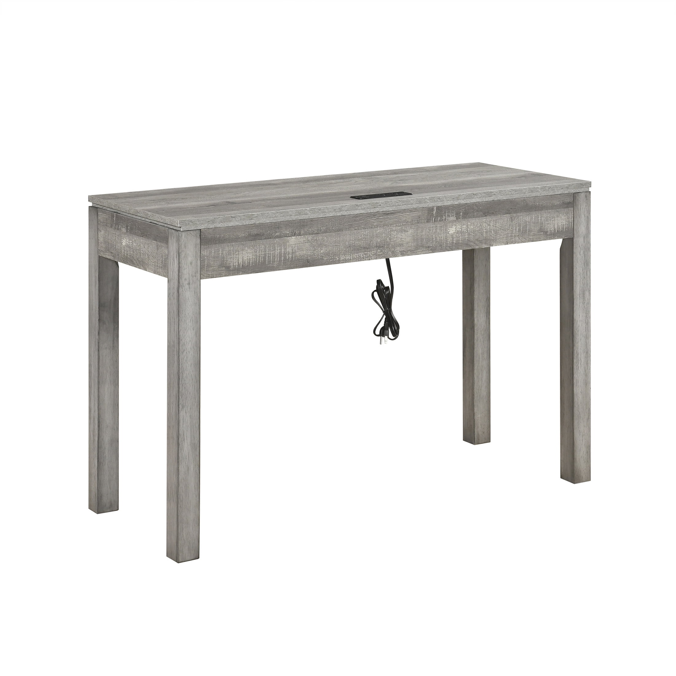 OakvillePark Avenshire Wood Rectangle Writing Desk with Power Outlet and USB Charging Port, Gray