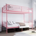thumbnail image 2 of DeepRoar Metal Bunk Bed Twin Over Twin, Heavy Duty Bunk Beds with 2 Ladders and Full-Length Guardrai, No Box Spring Needed, Easy Assemble, Pink, 2 of 7
