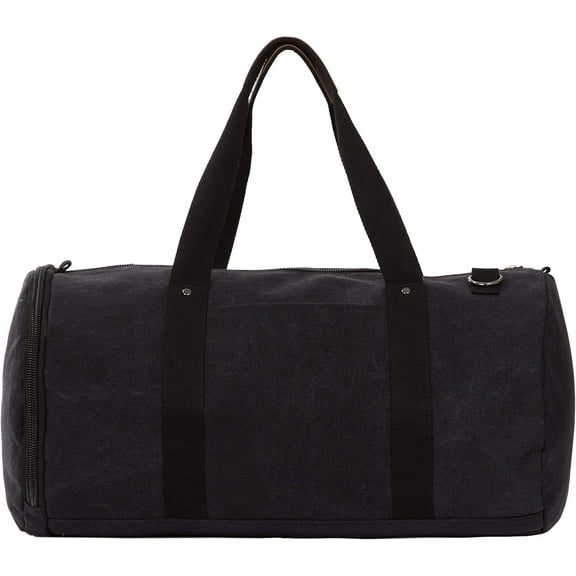 Unisex Cotton Canvas Travel Weekend Duffel Bag (20" Length, Style #3 Black)