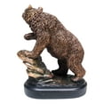 thumbnail image 4 of Grizzly Bear Climbing On River Rock Statue 6.25"Tall Bronze Electroplated Resin, 4 of 8