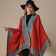 thumbnail image 1 of Nvzi Poncho abierto al frente, capa, suéter de gran tamaño, cárdigan informal, chales para otoño e invierno, naranja, azul B, 1 of 2