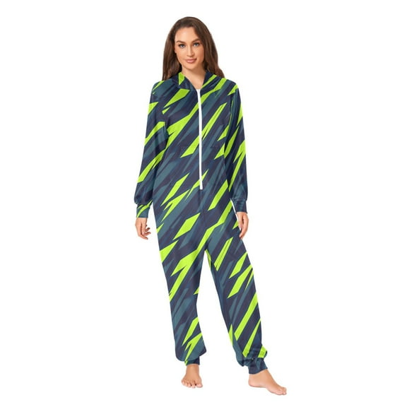 Green Lightning Adult onesie Pajamas, Crystal Velvet Ultra Soft Warm Jumpsuit for Men and Women