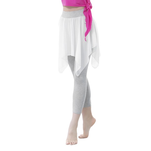 Leggings 2 en 1 para mujer, falda de gasa modal suave, asimétrica, ajustada, para baile