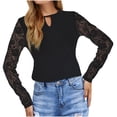 thumbnail image 2 of Vetsdori Womens Round Sweaters Soft Solid Color Pullover Holiday Knit Long Sleeve Black Tops for Women Office, 2 of 3