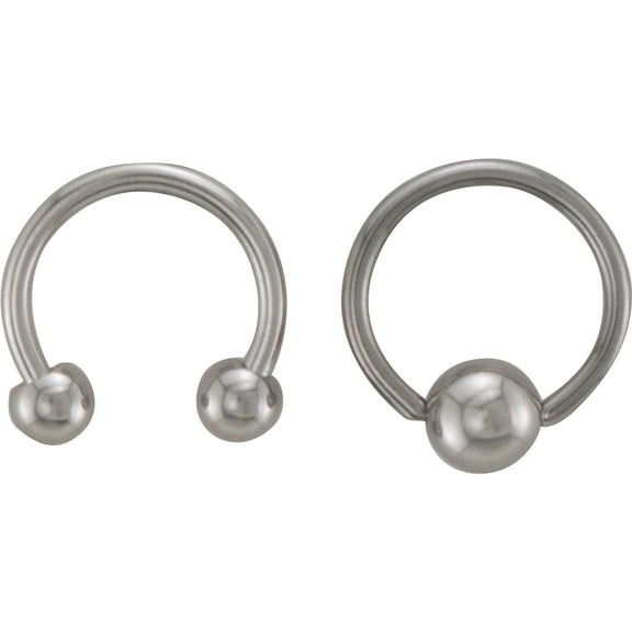 Body Jewelry Women's 18G Small Horseshoe and Captive Bead Hoop Duo