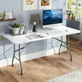 thumbnail image 2 of Gymax 6 ft Portable Folding Table w/HDPE Tabletop Safe Lock Mechanism Carrying Handle White, 2 of 10